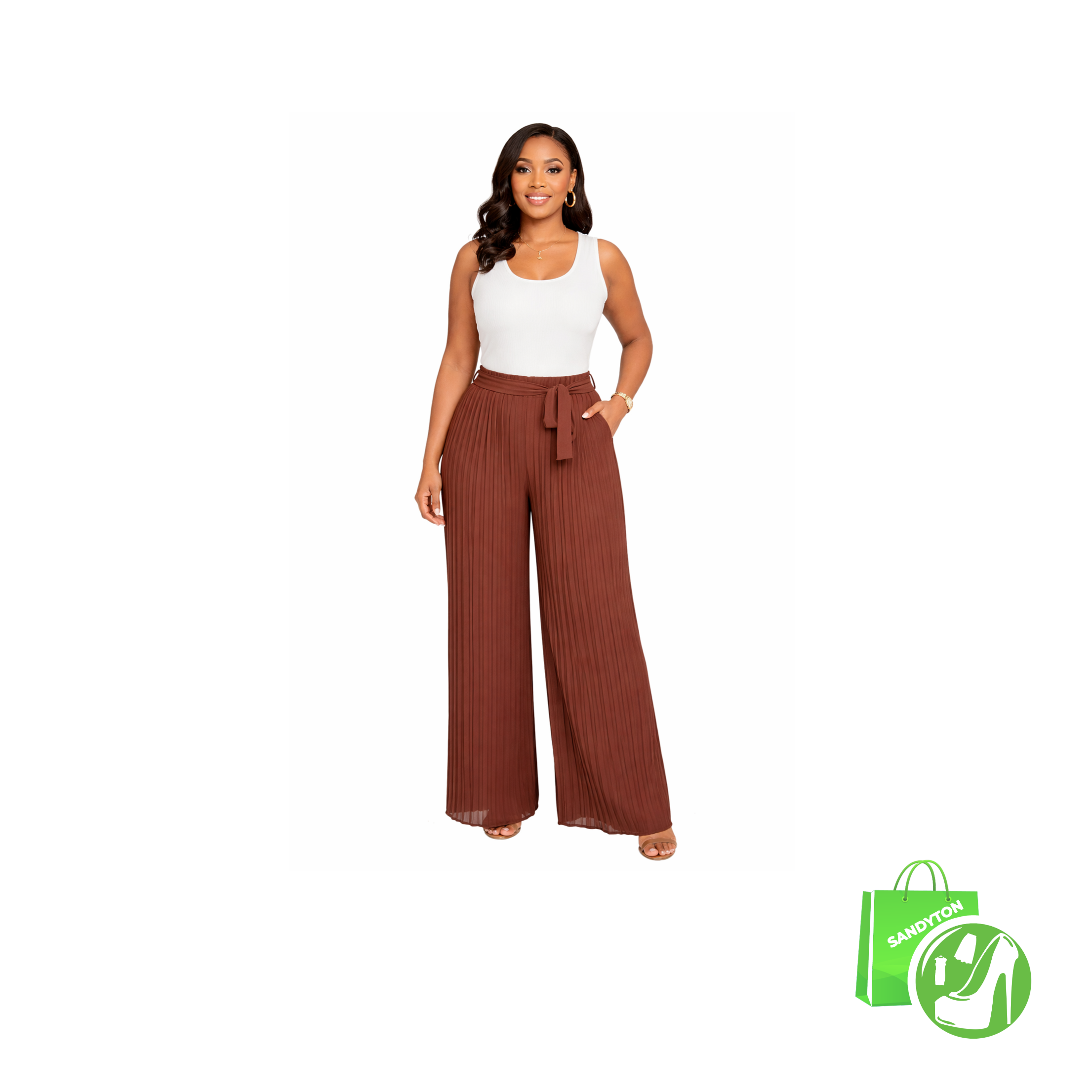 Pantalon plissé Marron. T:  42 et 44.