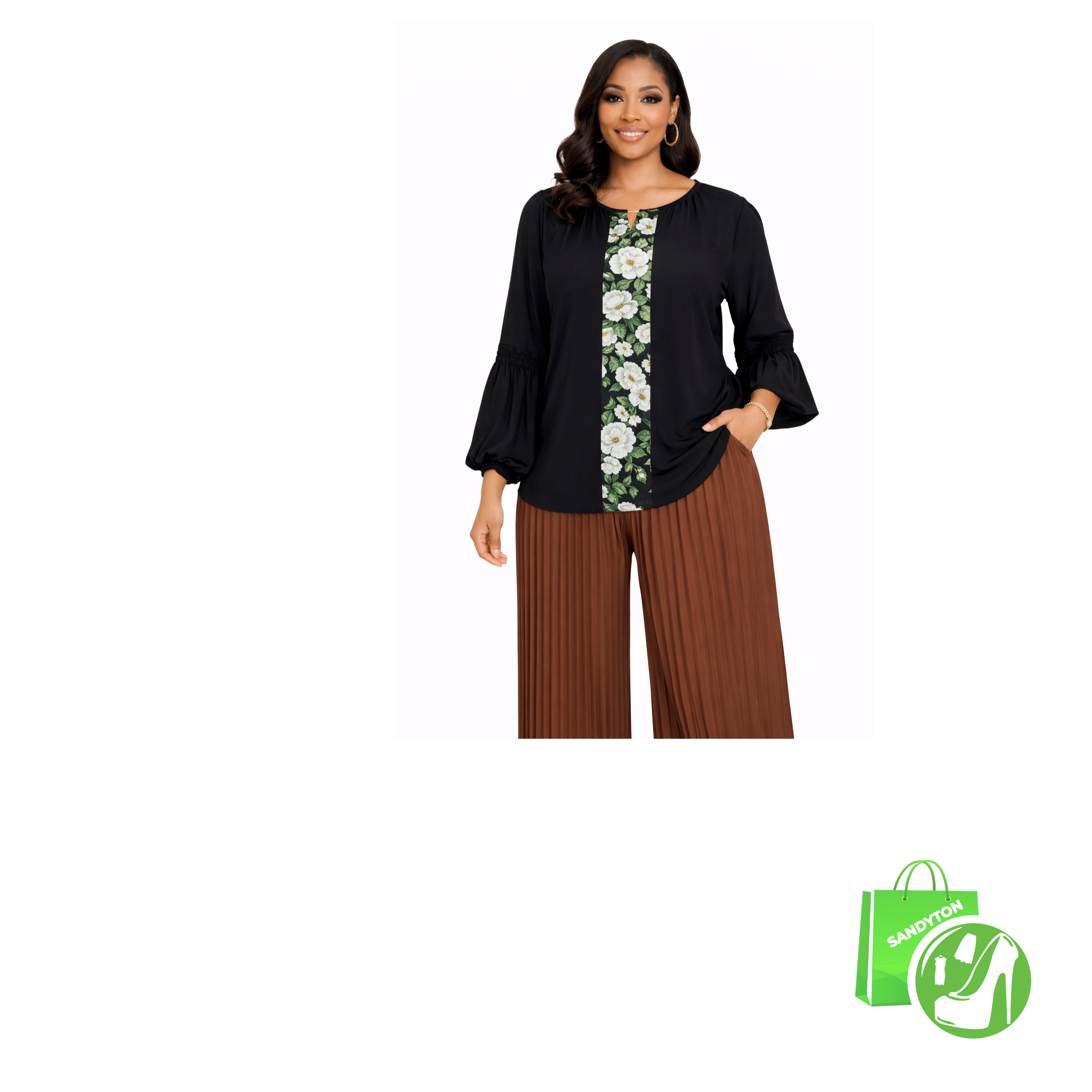 Chemisier en Mousseline Noir. T: 50 et 52.